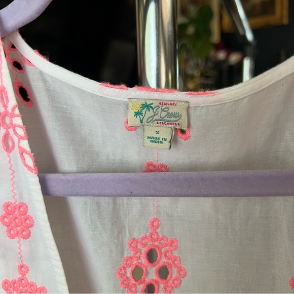 J. Crew Cotton Embroidered Balloon Sleeve Cover-up Dress Small - Picture 8 of 10